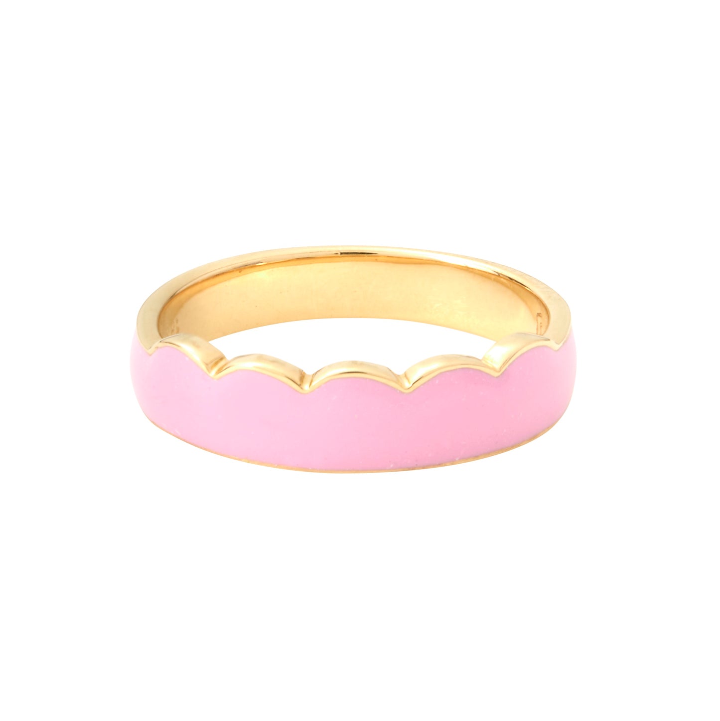 A cherished favorite from Unhada's Tea Party Collection the Limoges Ring combines charm and versatility with its soft pink enamel coating over 18k gold. The scalloped edge on one side adds a whimsical detail, while its sleek profile ensures effortless stacking with other bands. Whether worn solo for a touch of sweetness or paired with your favorite rings, this design is an everyday treasure. Size 7.25.