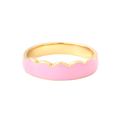 A cherished favorite from Unhada's Tea Party Collection the Limoges Ring combines charm and versatility with its soft pink enamel coating over 18k gold. The scalloped edge on one side adds a whimsical detail, while its sleek profile ensures effortless stacking with other bands. Whether worn solo for a touch of sweetness or paired with your favorite rings, this design is an everyday treasure. Size 7.25.