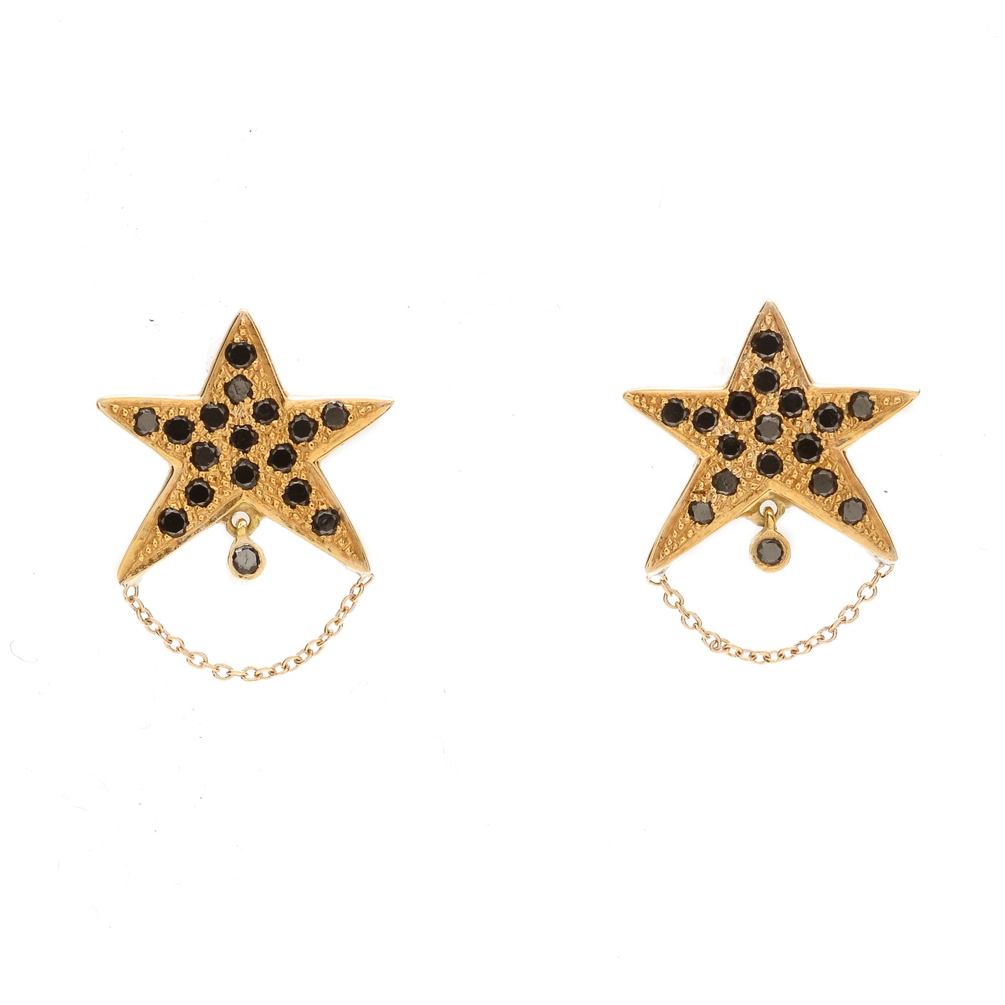 Tiny Dancer Black Diamond Stud Earrings by Unhada - Twinkling with 0.36 cts of black diamonds, these bestselling 18k yellow gold star earrings are a playful dose of sparkle. Perfectly proportioned and securely fastened with 18k post backs, they’re a shining favorite for every occasion—day or night.