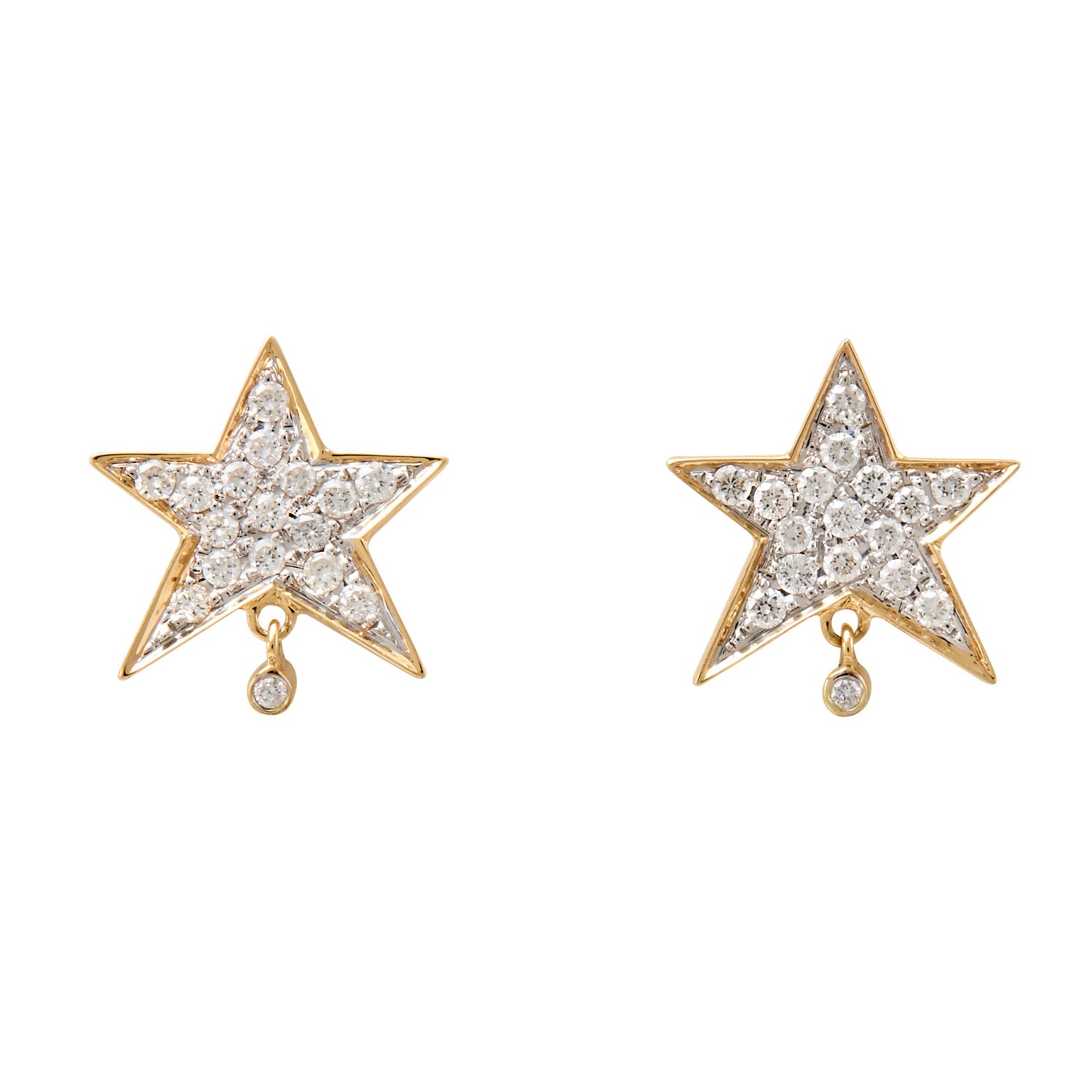 Tiny Dancer White Diamond Stud Earrings by Unhada - Twinkling with 0.36 cts of white diamonds, these bestselling 18k yellow gold star earrings are a playful dose of sparkle. Perfectly proportioned and securely fastened with 18k post backs, they’re a shining favorite for every occasion—day or night.