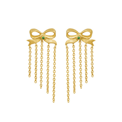 ☆ Best Seller ☆ Ingenue Bow Studs by Unhada -&nbsp;Charming and timeless, the Ingenue Bow Studs are handcrafted in 18k gold with delicate diamond accents (.05 cts). Designed with a post back for effortless wear, these versatile earrings bring a touch of refinement to your everyday style. Also available in sapphire, ruby, or tsavorite garnet—please contact us to inquire about alternate gemstone options.