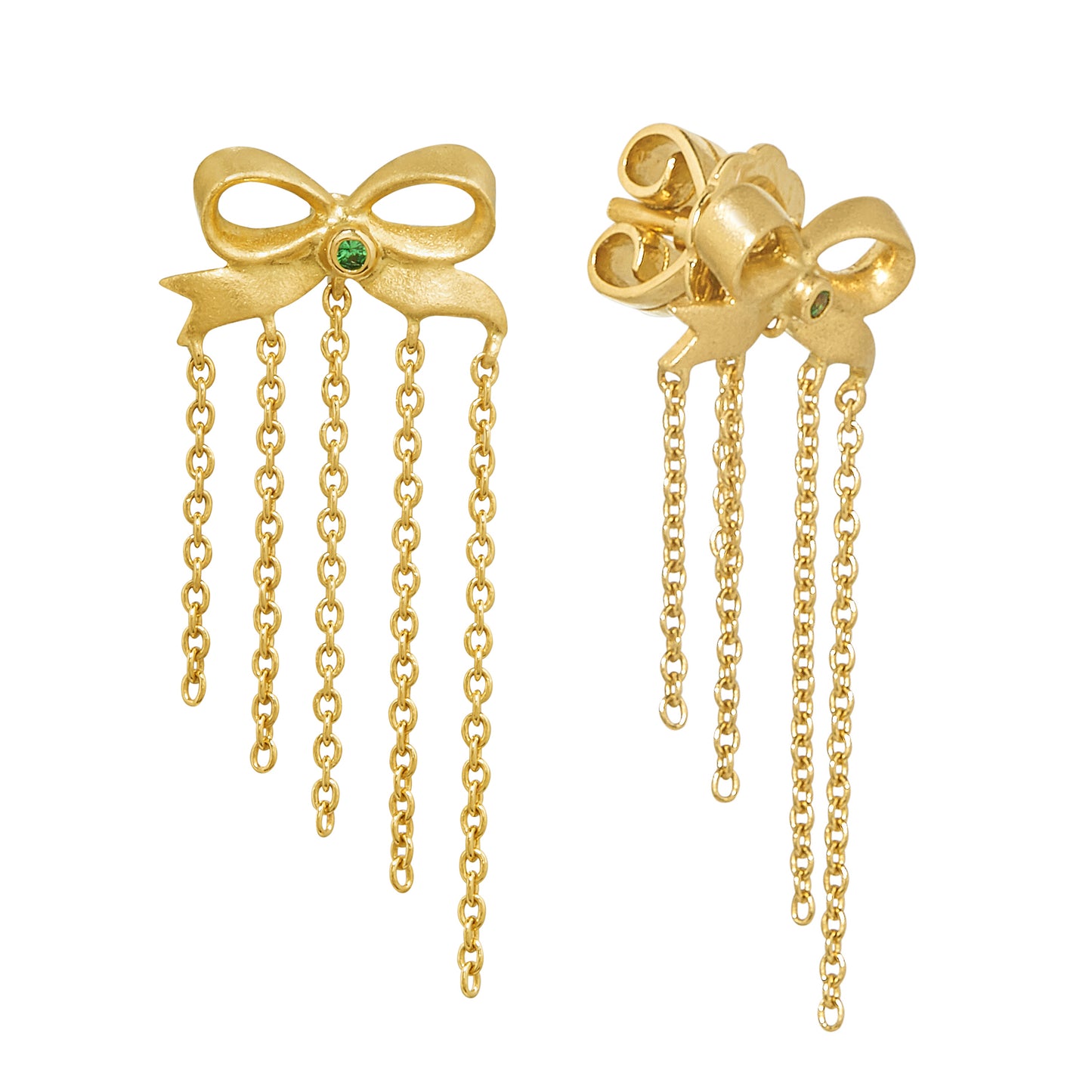 ☆ Best Seller ☆ Ingenue Bow Studs by Unhada -&nbsp;Charming and timeless, the Ingenue Bow Studs are handcrafted in 18k gold with delicate diamond accents (.05 cts). Designed with a post back for effortless wear, these versatile earrings bring a touch of refinement to your everyday style. Also available in sapphire, ruby, or tsavorite garnet—please contact us to inquire about alternate gemstone options.